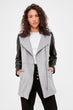 Handles and Back Faux Leather Zip Detail Stamp Coat