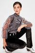 Gray Polka Dot Printed Organza Blouse