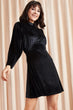 Women Bat Sleeve Circular Velvet Dress