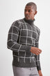 Male Turtleneck Long-Sleeved Checkered Sweater