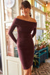 Women Damson Madonna Collar Lycra Dress