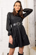 Women Black Faux Leather Dress