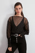 Polka Dot Detailed Tulles Knitted Blouse