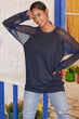 Women Navy Blue Handles Gauze Sweat