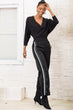 Women Black So Stripe Placketing Pants