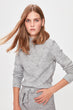 Gray Mesh Detailed Knitwear Sweater