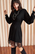 Women Lace Detail Waist Fitted Sweater Dress