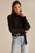 Pointelle Knitted Jumper with Tie Neck Woman Black