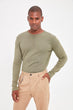 Khaki Mens Long Sleeve Front Button BASIC T-shirt