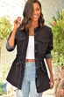 Women Navy Blue Denim Safari Jacket