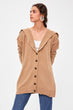 Camel Button Detail Wide Collar Sweater Cardigan