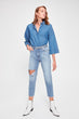 Blue Ripped Detailed High Bel Mom Jeans