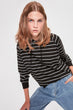 Black Striped Knitted Sweatshirt