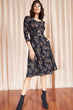 Women Blue Floral Pockets Cloche Dress