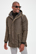 Male Hooded Front Zipper Pockets Coat