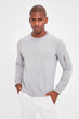 Gray Men 'S Bike Collar Long Sleeve Handle Zipper Detail New Sweatshirt