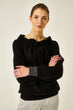 Frill Neck Knitted Jumper With Tie Detail Woman Black