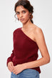 Burgundy One Shoulder Sweater