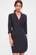 Navy Blue Double Breasted Collar Dress