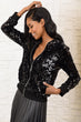 Women Black Slip Sequined Coat