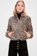 Brown Zipper Leopard Patterned Velvet Inflatable Crop coats
