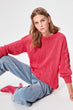 Fuchsia Mesh Detailed Knitwear Sweater