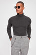 Anthracite Men Rubber Mesh Turtleneck Sweater New