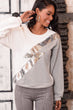 Women Ekru-Gri Sequin Detailed Blocky Sweat