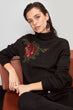 Rose Jacquard Sheer Neckline Sweater
