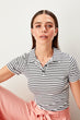 Striped Fitted Knitted T Shirt