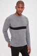 Gray Panelled Men 'S Bike Collar Knitwear Sweater New