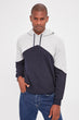 Gray Male Hooded Kangaroo Pocket Long Sleeve New Panelled Sweatshirt