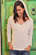 Women Navy Blue Hooded Striped Knitwear Blouse