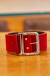 Women D Buckle Faux Leather Suede Belt