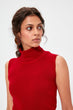 Red Sleeveless Turtleneck Knitwear Blouse