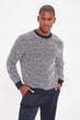 Black Men 'S Long Sleeve Cycling Neck Textured Knit Sweater
