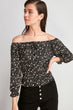 Patterned Carmen Neck Knitted Blouse