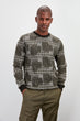 Male Long Sleeve Textured Bike Collar Sweater