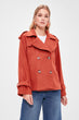 Cinnamon Detailed Front Button Stamp Coat