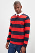 Men Long Sleeve Striped Polo Collar T-Shirt