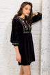 Women Black And Sleeves Embroidery Embroidered Dress