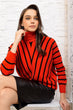 Women Upright Collar Oblique Striped Knitwear Sweater