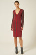 Stripe Knitted Dress With V Neck Woman Brown