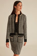 Houndstooth Pattern Knitted Jacket With Chain Detail Woman Cardigan Black