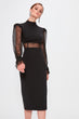 Black Tulle Sleeves Detail Dress