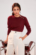 Burgundy Button Detail Sweater