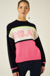 Crew Neck Jumper With Slogan Woman Neon Pink