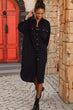 Women Black Studs Detail Long Shirt Dress