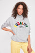 Gray Towel Embroidered Boyfriend Knitted Sweatshirt