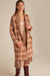 Checkerboard Knitted Cardigan With Pocket Detail Woman Brown